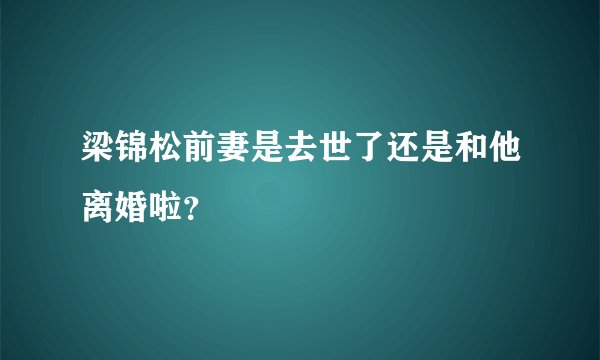 梁锦松前妻是去世了还是和他离婚啦?