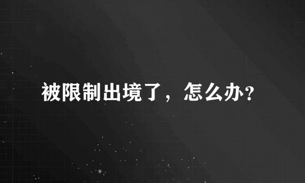 被限制出境了，怎么办？
