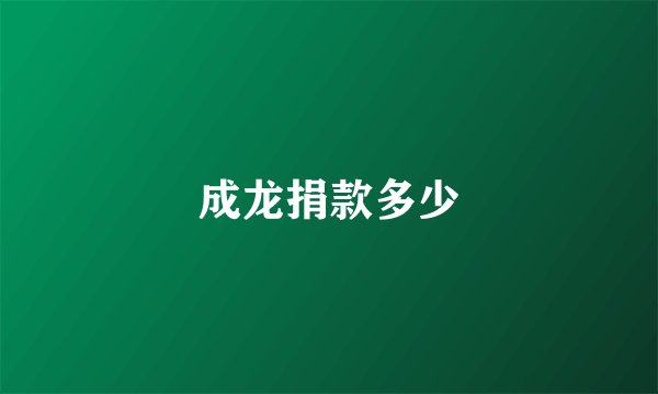 成龙捐款多少
