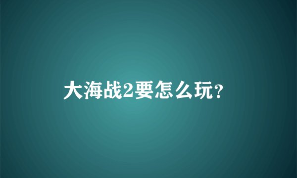 大海战2要怎么玩？