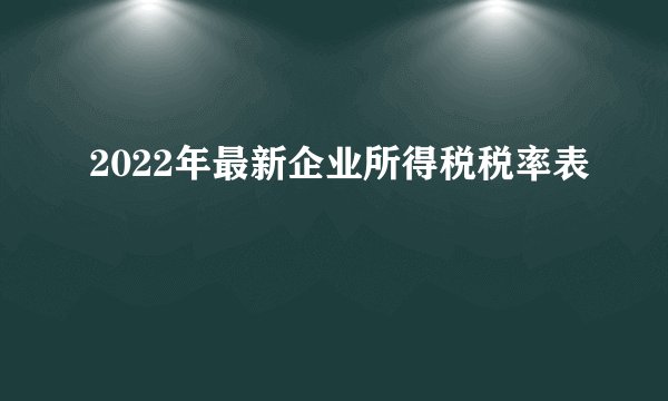 2022年最新企业所得税税率表