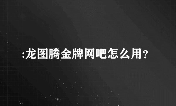 :龙图腾金牌网吧怎么用?