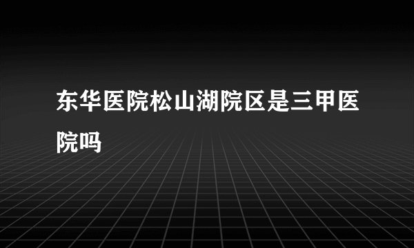 东华医院松山湖院区是三甲医院吗