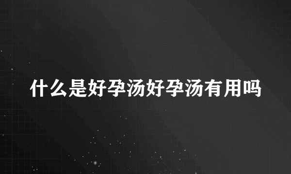 什么是好孕汤好孕汤有用吗