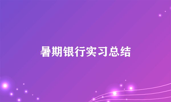 暑期银行实习总结