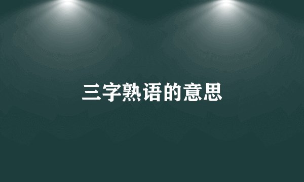 三字熟语的意思