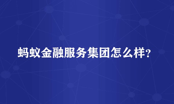 蚂蚁金融服务集团怎么样？