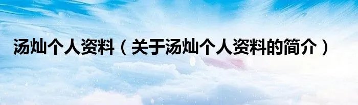 汤灿个人资料（关于汤灿个人资料的简介）