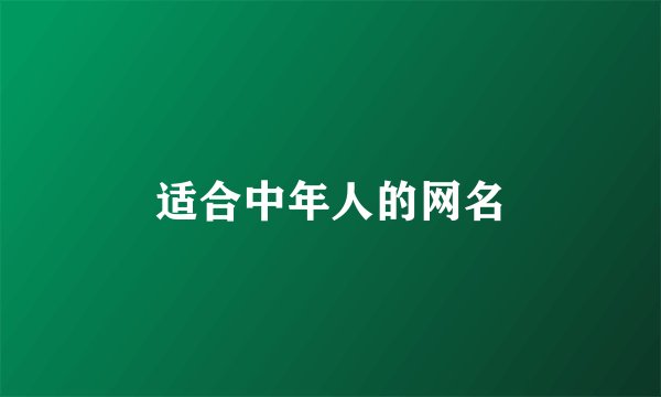 适合中年人的网名