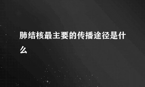 肺结核最主要的传播途径是什么