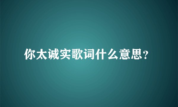 你太诚实歌词什么意思?