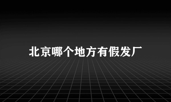 北京哪个地方有假发厂