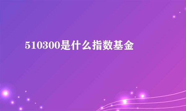 510300是什么指数基金