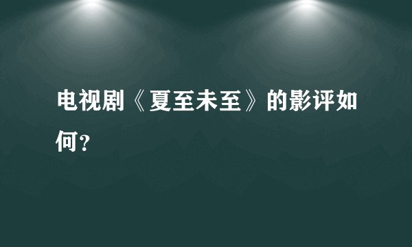 电视剧《夏至未至》的影评如何？
