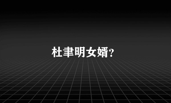 杜聿明女婿？