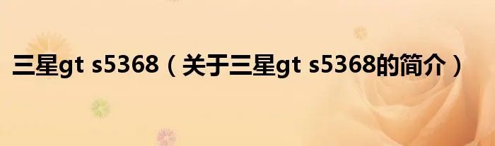三星gt s5368（关于三星gt s5368的简介）
