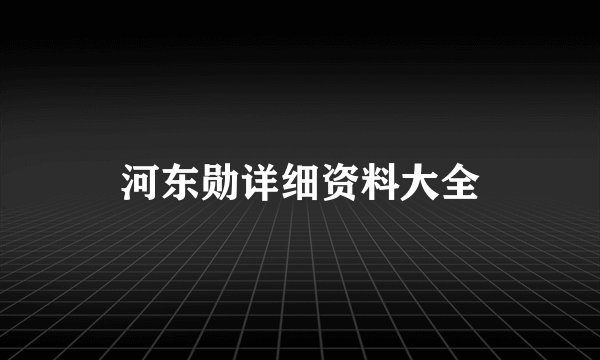 河东勋详细资料大全