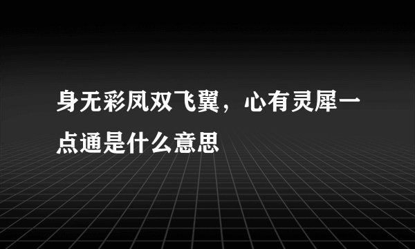 身无彩凤双飞翼，心有灵犀一点通是什么意思