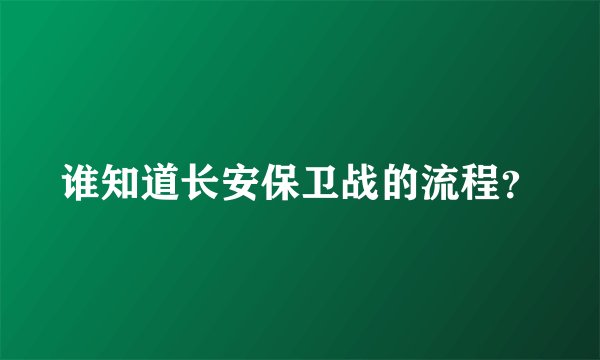 谁知道长安保卫战的流程?