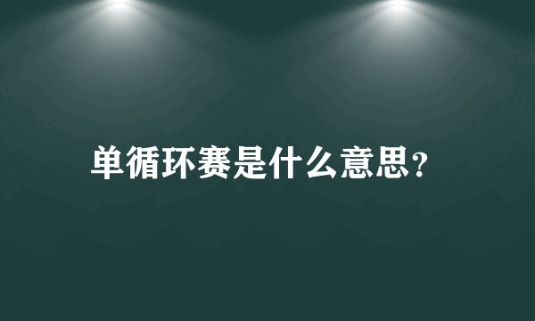 单循环赛是什么意思？