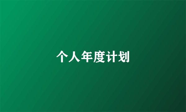 个人年度计划