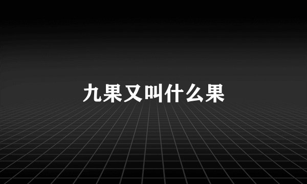 九果又叫什么果