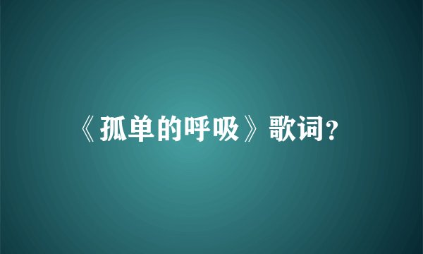 《孤单的呼吸》歌词？