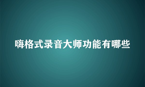嗨格式录音大师功能有哪些