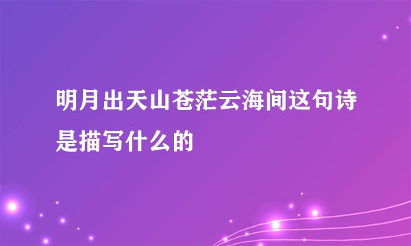 明月出天山苍茫云海间这句诗是描写什么的