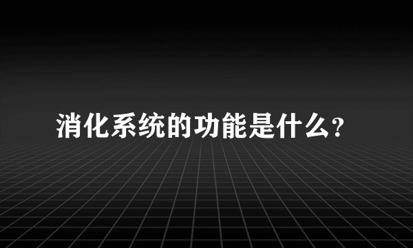 消化系统的功能是什么？