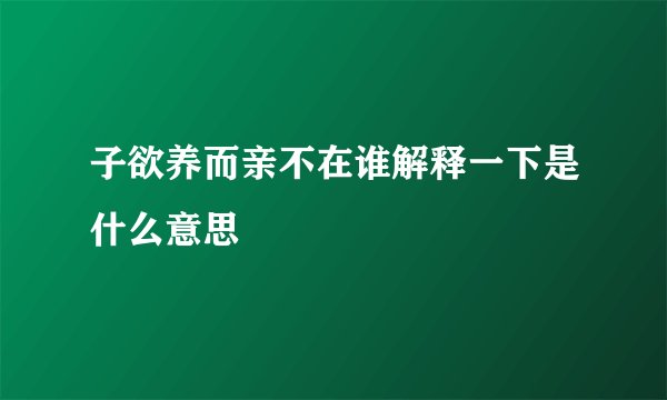 子欲养而亲不在谁解释一下是什么意思