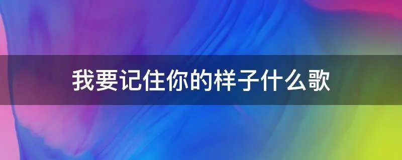 我要记住你的样子什么歌