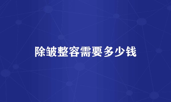 除皱整容需要多少钱