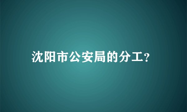 沈阳市公安局的分工？