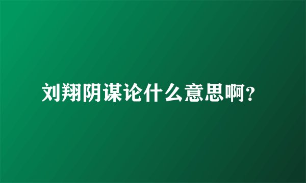 刘翔阴谋论什么意思啊？