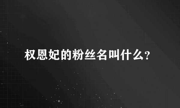 权恩妃的粉丝名叫什么?