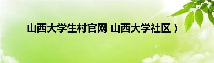山西大学生村官网 山西大学社区）