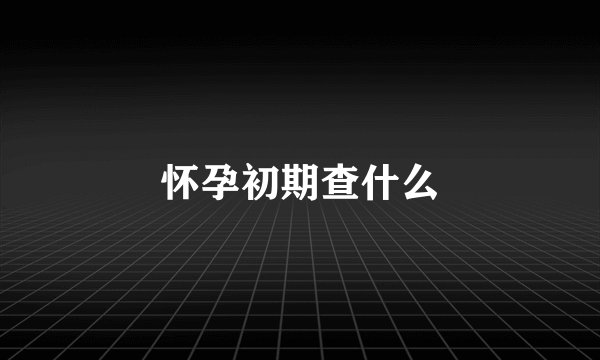 怀孕初期查什么