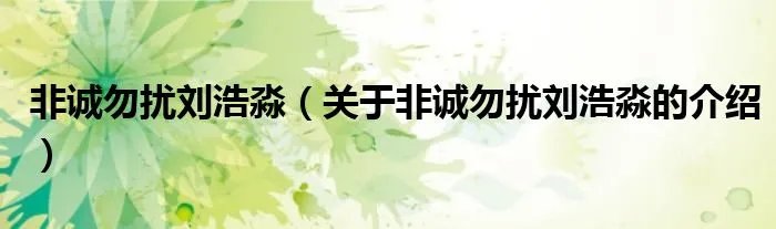 非诚勿扰刘浩淼（关于非诚勿扰刘浩淼的介绍）