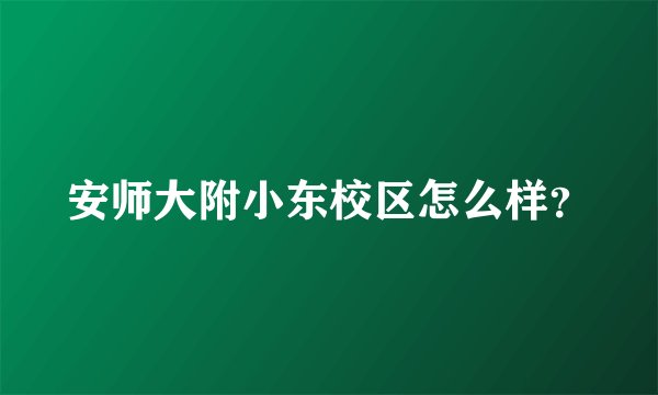安师大附小东校区怎么样？