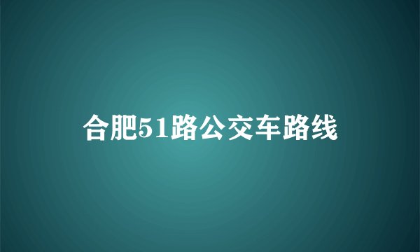 合肥51路公交车路线