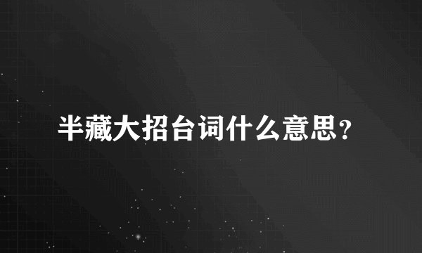 半藏大招台词什么意思？