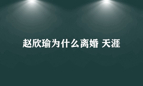 赵欣瑜为什么离婚 天涯