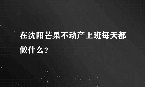 在沈阳芒果不动产上班每天都做什么？