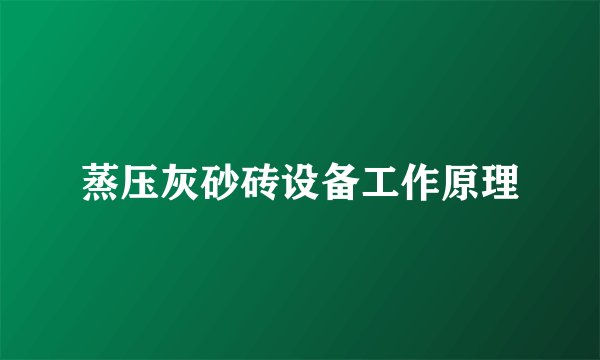 蒸压灰砂砖设备工作原理