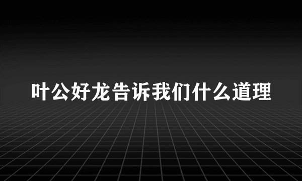 叶公好龙告诉我们什么道理