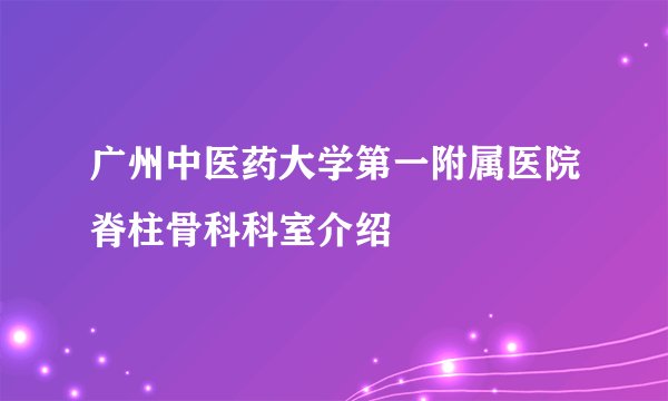 广州中医药大学第一附属医院脊柱骨科科室介绍