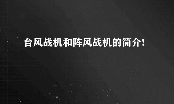 台风战机和阵风战机的简介!