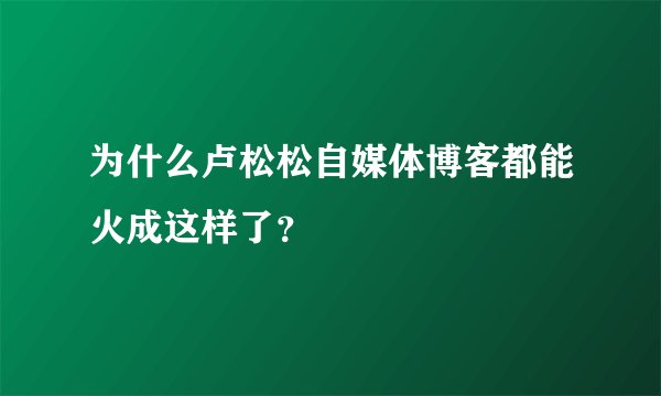 为什么卢松松自媒体博客都能火成这样了？