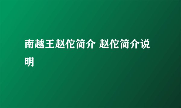 南越王赵佗简介 赵佗简介说明